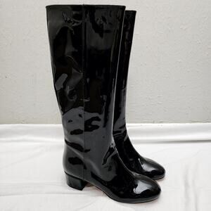 NEW J. Crew Italian Leather Knee High Black Patent Leather Tall Boot 10.5
